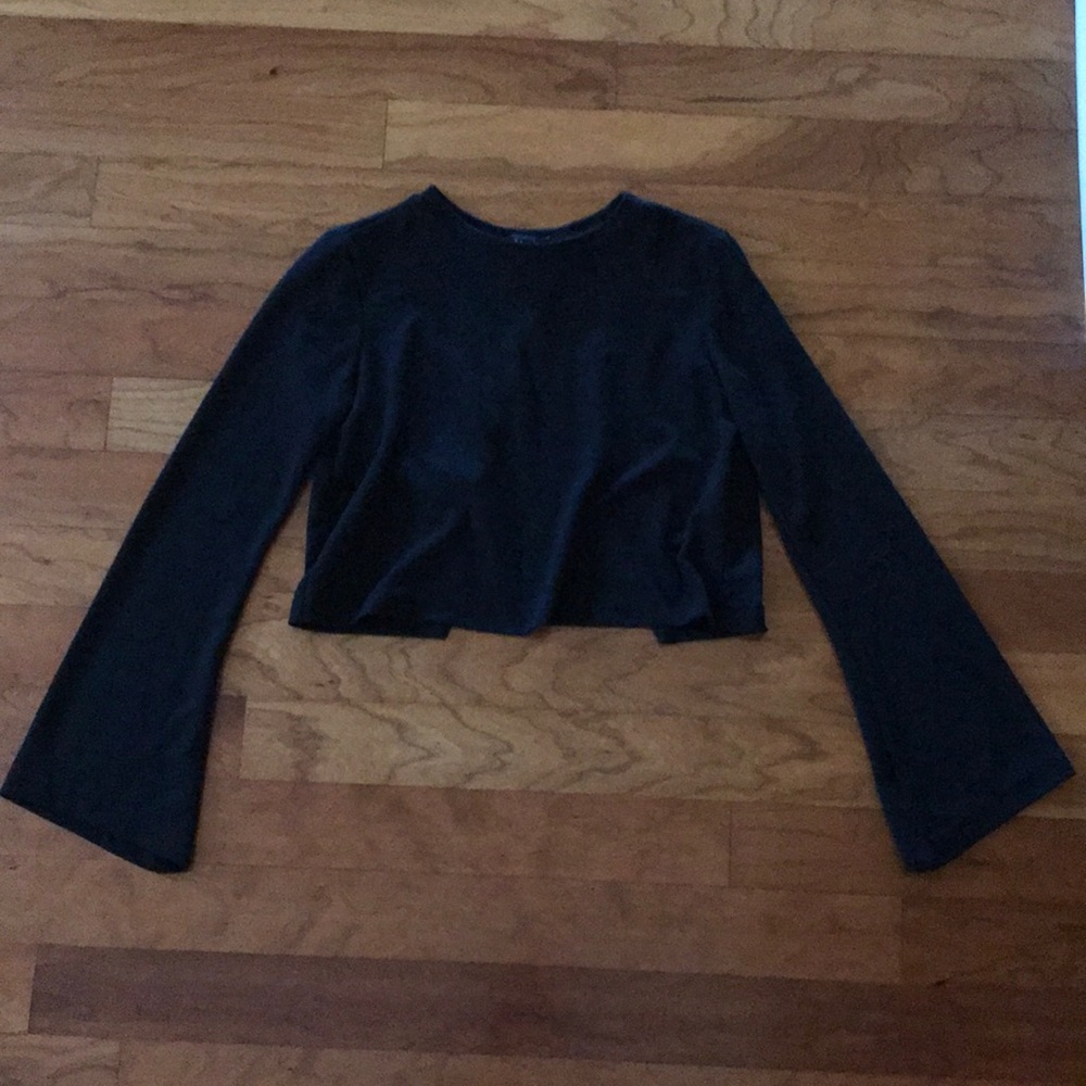 black bell sleeve top